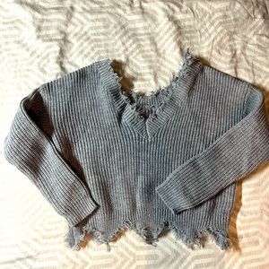 Raw Hem Cropped Sweater Small